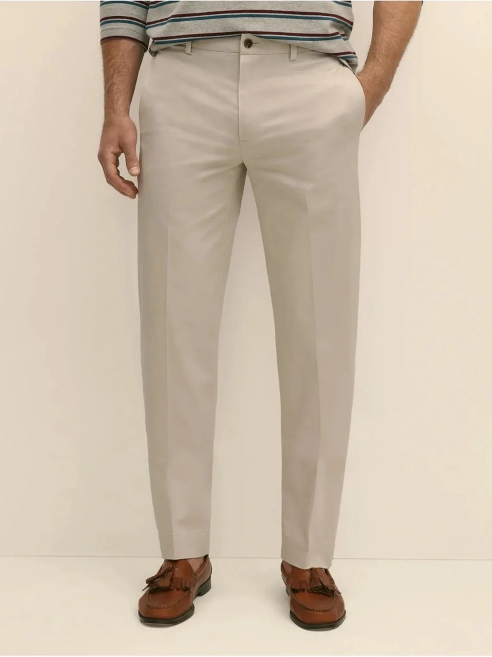 Brooks Brothers Regular Fit Cotton Advantage Chino® Pants in Stone preppy khakis - Picture 2 of 7